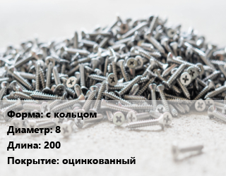 Шуруп с кольцом 8х200 оцинкованный, упаковка 100 шт, Китай цена от 2315 ₼ / кг, где купить, условия доставки в Баку и Бакинская области